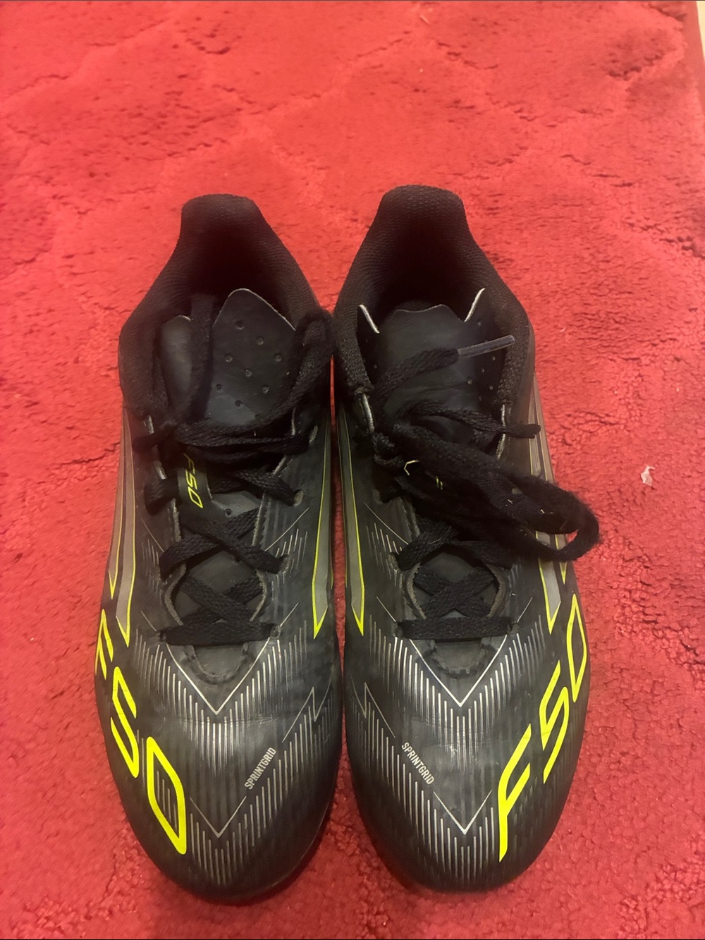 adidas Black and Neon Yellow Men's Soccer Cleats